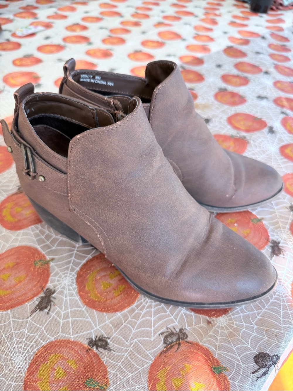 Madden Girl Brown Leather-Look Ankle Booties with Side Buckle